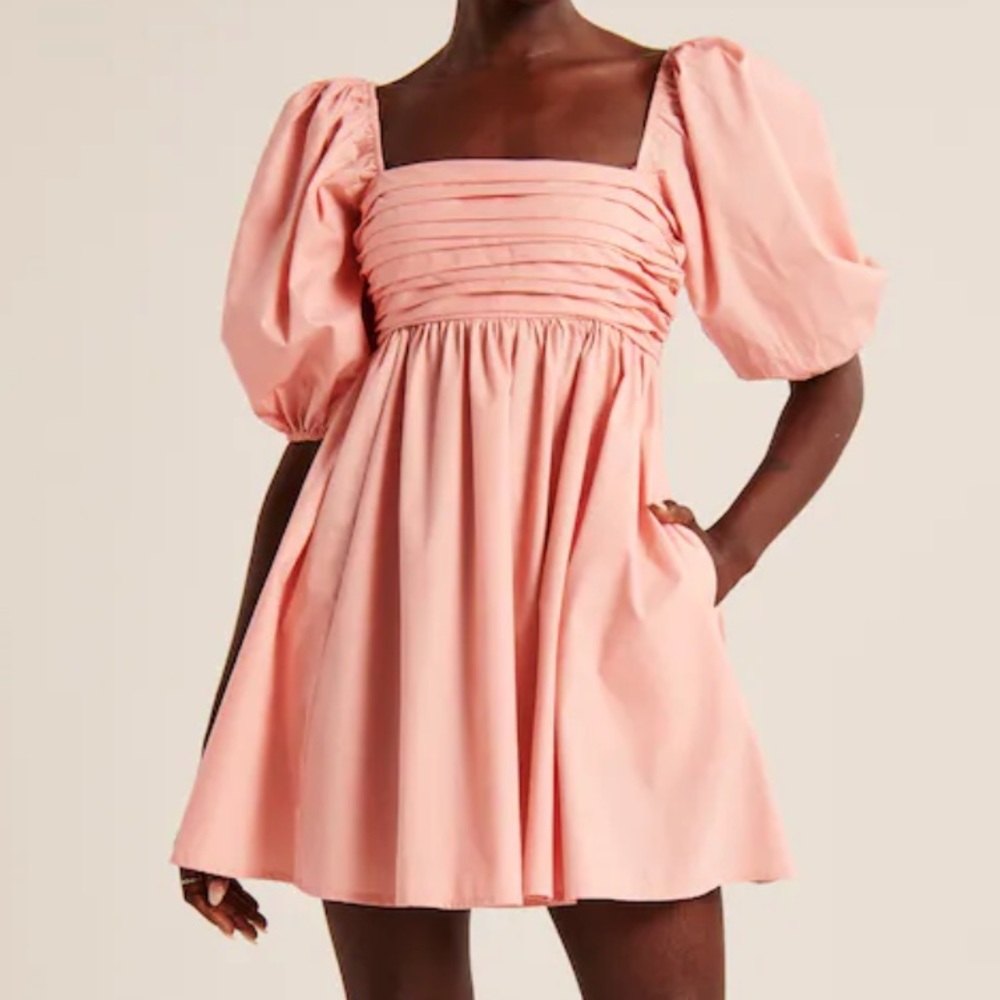 Abercrombie Ruched Bodice Puff Sleeve Mini Dress